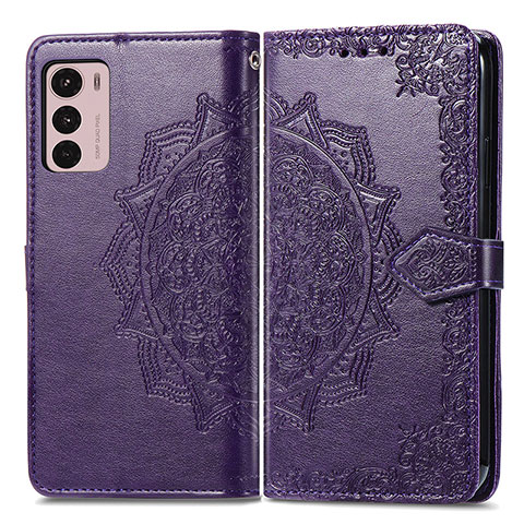 Coque Portefeuille Motif Fantaisie Livre Cuir Etui Clapet pour Motorola Moto G42 Violet