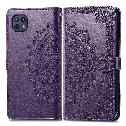 Coque Portefeuille Motif Fantaisie Livre Cuir Etui Clapet pour Motorola Moto G50 5G Violet