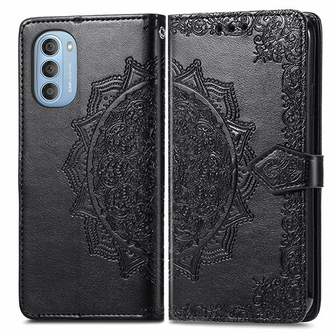 Coque Portefeuille Motif Fantaisie Livre Cuir Etui Clapet pour Motorola Moto G51 5G Noir