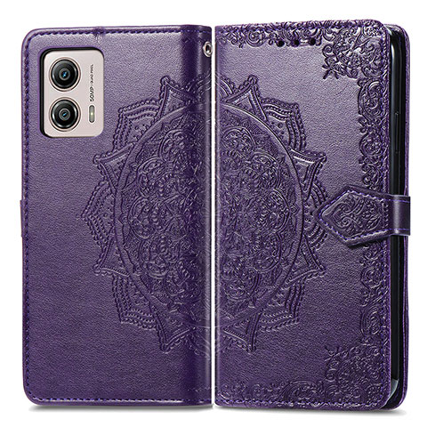 Coque Portefeuille Motif Fantaisie Livre Cuir Etui Clapet pour Motorola Moto G53 5G Violet