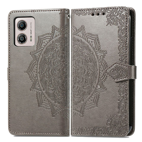 Coque Portefeuille Motif Fantaisie Livre Cuir Etui Clapet pour Motorola Moto G53j 5G Gris