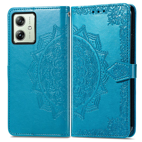 Coque Portefeuille Motif Fantaisie Livre Cuir Etui Clapet pour Motorola Moto G54 5G Bleu