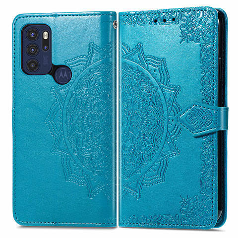 Coque Portefeuille Motif Fantaisie Livre Cuir Etui Clapet pour Motorola Moto G60s Bleu