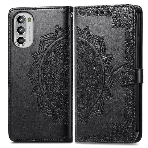 Coque Portefeuille Motif Fantaisie Livre Cuir Etui Clapet pour Motorola Moto G71s 5G Noir