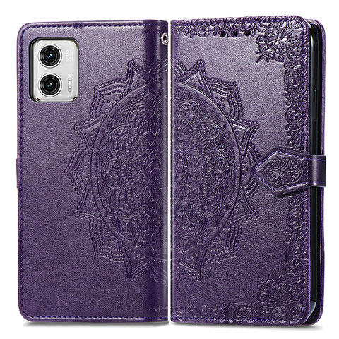 Coque Portefeuille Motif Fantaisie Livre Cuir Etui Clapet pour Motorola Moto G73 5G Violet