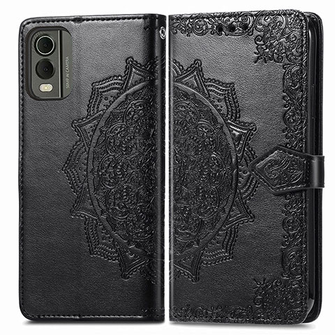 Coque Portefeuille Motif Fantaisie Livre Cuir Etui Clapet pour Nokia C210 Noir