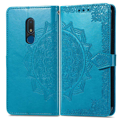 Coque Portefeuille Motif Fantaisie Livre Cuir Etui Clapet pour Nokia C3 Bleu