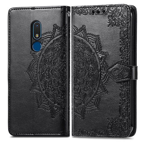 Coque Portefeuille Motif Fantaisie Livre Cuir Etui Clapet pour Nokia C3 Noir