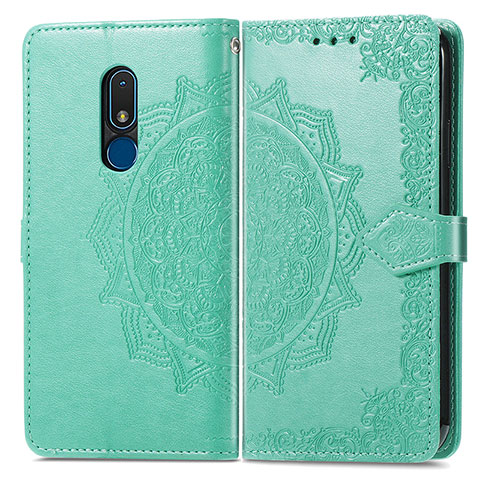 Coque Portefeuille Motif Fantaisie Livre Cuir Etui Clapet pour Nokia C3 Vert