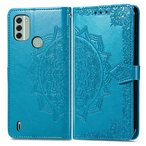 Coque Portefeuille Motif Fantaisie Livre Cuir Etui Clapet pour Nokia C31 Bleu