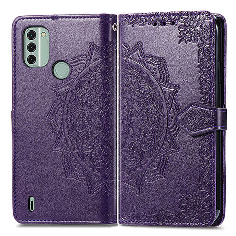 Coque Portefeuille Motif Fantaisie Livre Cuir Etui Clapet pour Nokia C31 Violet