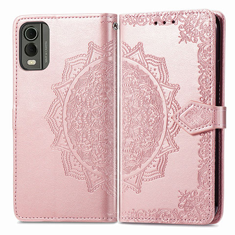 Coque Portefeuille Motif Fantaisie Livre Cuir Etui Clapet pour Nokia C32 Or Rose