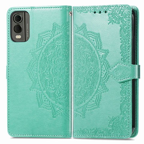 Coque Portefeuille Motif Fantaisie Livre Cuir Etui Clapet pour Nokia C32 Vert