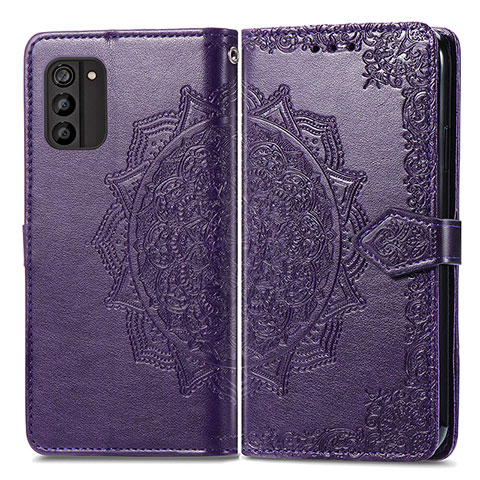 Coque Portefeuille Motif Fantaisie Livre Cuir Etui Clapet pour Nokia G100 Violet