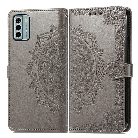 Coque Portefeuille Motif Fantaisie Livre Cuir Etui Clapet pour Nokia G22 Gris