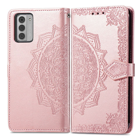 Coque Portefeuille Motif Fantaisie Livre Cuir Etui Clapet pour Nokia G42 5G Or Rose