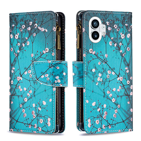 Coque Portefeuille Motif Fantaisie Livre Cuir Etui Clapet pour Nothing Phone 1 Cyan