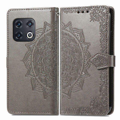 Coque Portefeuille Motif Fantaisie Livre Cuir Etui Clapet pour OnePlus 10 Pro 5G Gris