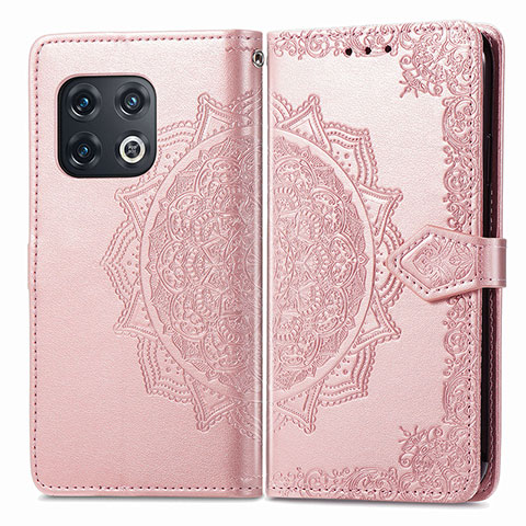 Coque Portefeuille Motif Fantaisie Livre Cuir Etui Clapet pour OnePlus 10 Pro 5G Or Rose