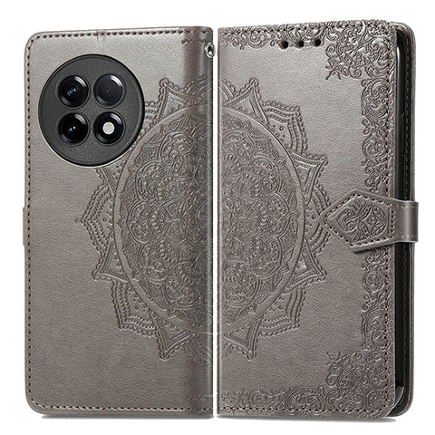 Coque Portefeuille Motif Fantaisie Livre Cuir Etui Clapet pour OnePlus Ace 2 5G Gris