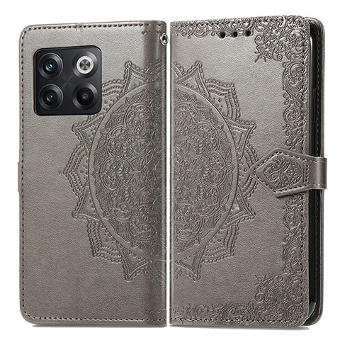 Coque Portefeuille Motif Fantaisie Livre Cuir Etui Clapet pour OnePlus Ace Pro 5G Gris