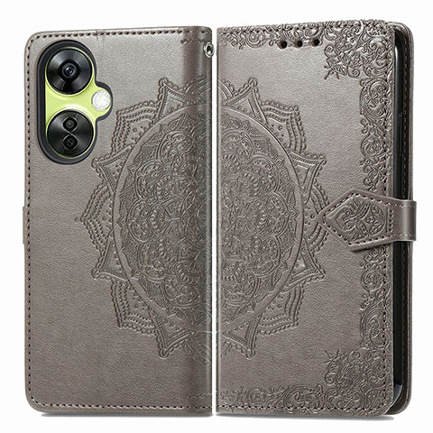 Coque Portefeuille Motif Fantaisie Livre Cuir Etui Clapet pour OnePlus Nord CE 3 5G Gris