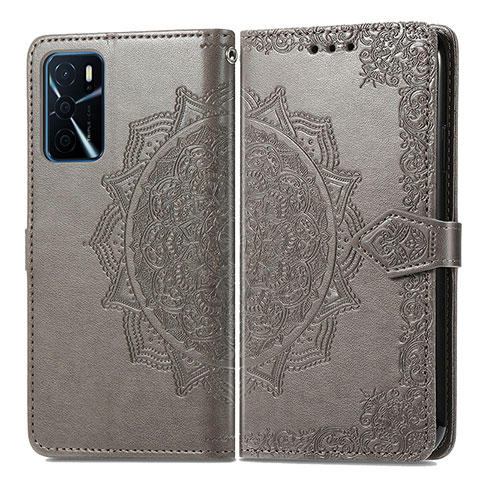 Coque Portefeuille Motif Fantaisie Livre Cuir Etui Clapet pour Oppo A16 Gris