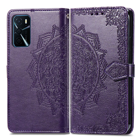 Coque Portefeuille Motif Fantaisie Livre Cuir Etui Clapet pour Oppo A16 Violet