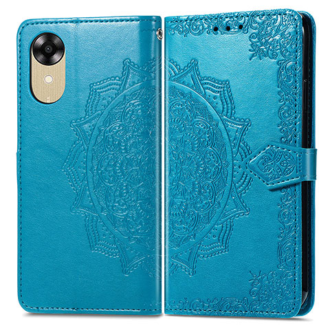 Coque Portefeuille Motif Fantaisie Livre Cuir Etui Clapet pour Oppo A17K Bleu