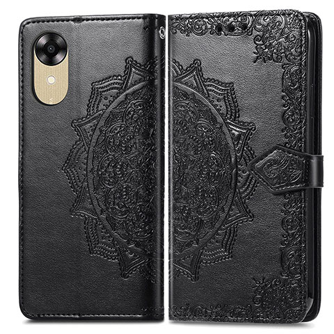 Coque Portefeuille Motif Fantaisie Livre Cuir Etui Clapet pour Oppo A17K Noir