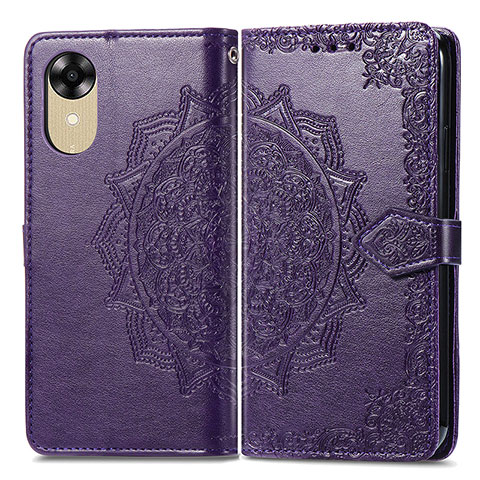 Coque Portefeuille Motif Fantaisie Livre Cuir Etui Clapet pour Oppo A17K Violet