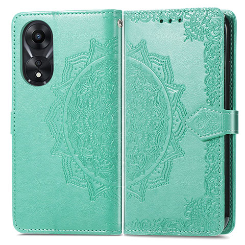 Coque Portefeuille Motif Fantaisie Livre Cuir Etui Clapet pour Oppo A18 Vert