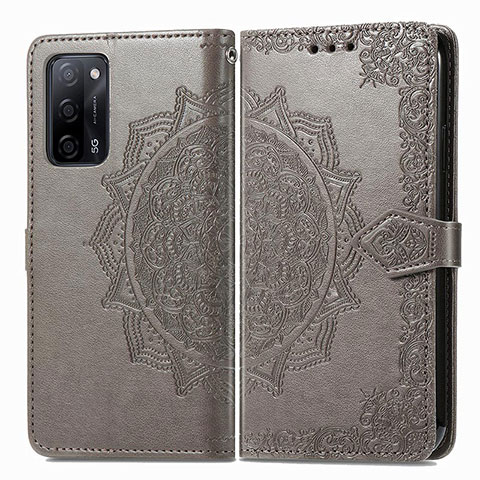 Coque Portefeuille Motif Fantaisie Livre Cuir Etui Clapet pour Oppo A53s 5G Gris