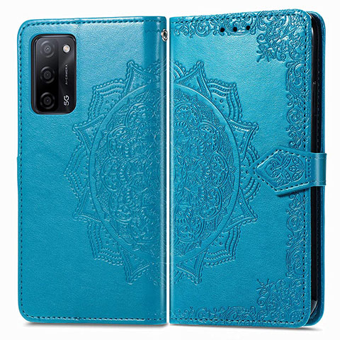 Coque Portefeuille Motif Fantaisie Livre Cuir Etui Clapet pour Oppo A55 5G Bleu