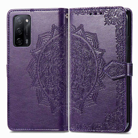 Coque Portefeuille Motif Fantaisie Livre Cuir Etui Clapet pour Oppo A55 5G Violet