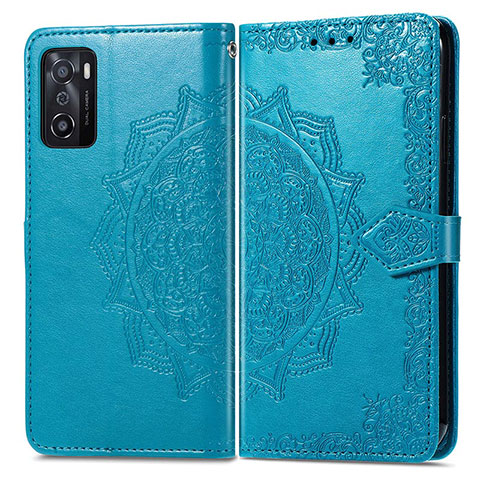 Coque Portefeuille Motif Fantaisie Livre Cuir Etui Clapet pour Oppo A55S 5G Bleu