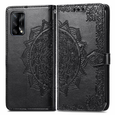 Coque Portefeuille Motif Fantaisie Livre Cuir Etui Clapet pour Oppo A74 4G Noir