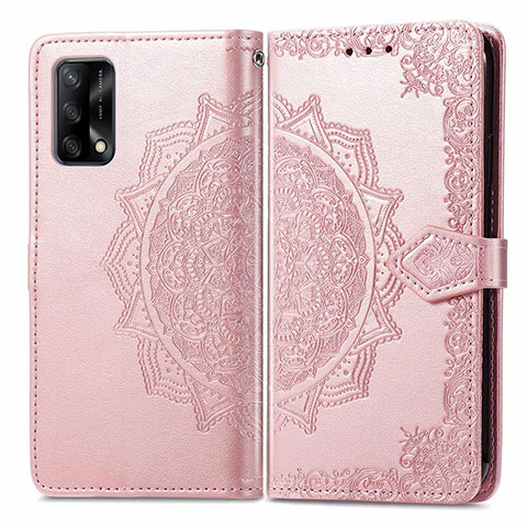 Coque Portefeuille Motif Fantaisie Livre Cuir Etui Clapet pour Oppo A74 4G Or Rose