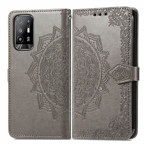 Coque Portefeuille Motif Fantaisie Livre Cuir Etui Clapet pour Oppo A94 5G Gris