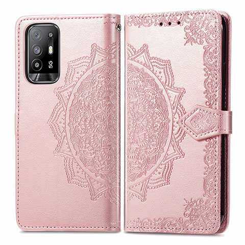 Coque Portefeuille Motif Fantaisie Livre Cuir Etui Clapet pour Oppo A94 5G Or Rose