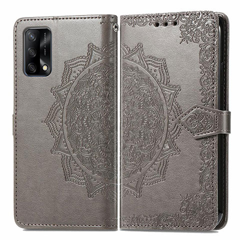 Coque Portefeuille Motif Fantaisie Livre Cuir Etui Clapet pour Oppo F19 Gris