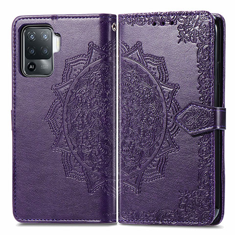 Coque Portefeuille Motif Fantaisie Livre Cuir Etui Clapet pour Oppo F19 Pro Violet