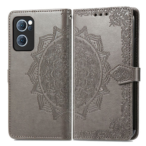 Coque Portefeuille Motif Fantaisie Livre Cuir Etui Clapet pour Oppo F21 Pro 4G Gris