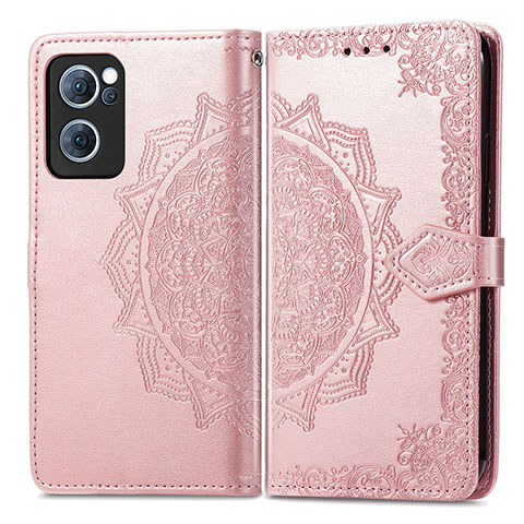 Coque Portefeuille Motif Fantaisie Livre Cuir Etui Clapet pour Oppo F21 Pro 4G Or Rose