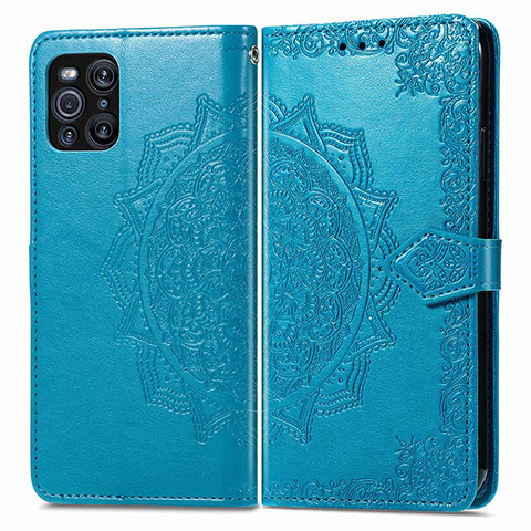 Coque Portefeuille Motif Fantaisie Livre Cuir Etui Clapet pour Oppo Find X3 5G Bleu