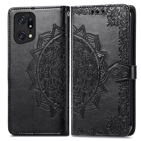 Coque Portefeuille Motif Fantaisie Livre Cuir Etui Clapet pour Oppo Find X5 5G Noir