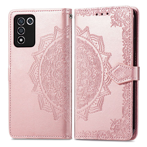 Coque Portefeuille Motif Fantaisie Livre Cuir Etui Clapet pour Oppo K9S 5G Or Rose