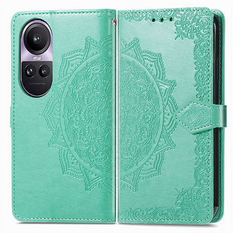 Coque Portefeuille Motif Fantaisie Livre Cuir Etui Clapet pour Oppo Reno10 Pro 5G Vert