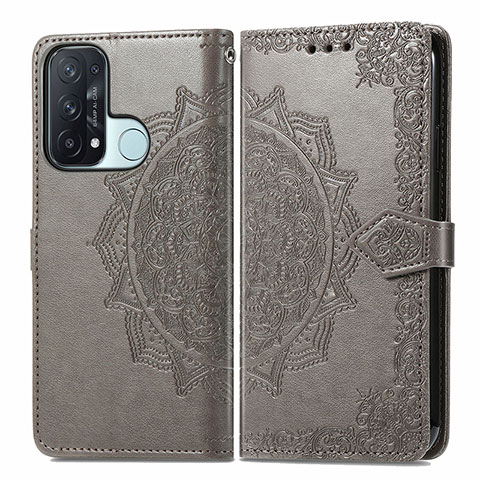 Coque Portefeuille Motif Fantaisie Livre Cuir Etui Clapet pour Oppo Reno5 A Gris