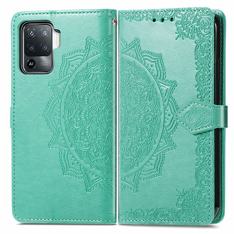 Coque Portefeuille Motif Fantaisie Livre Cuir Etui Clapet pour Oppo Reno5 F Vert